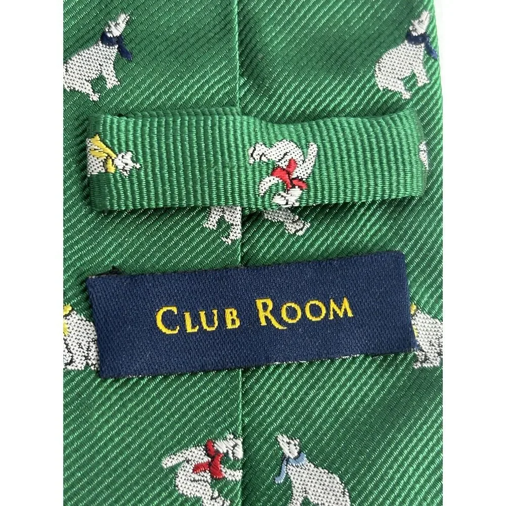 Club Room Boy's 100%‎ Silk Green Polar Bear Zipper Adjustable Necktie